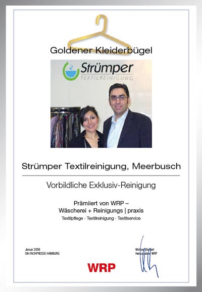 Strümper Textilreinigung-Parkett Star Urkunde Strümper Textilreinigung