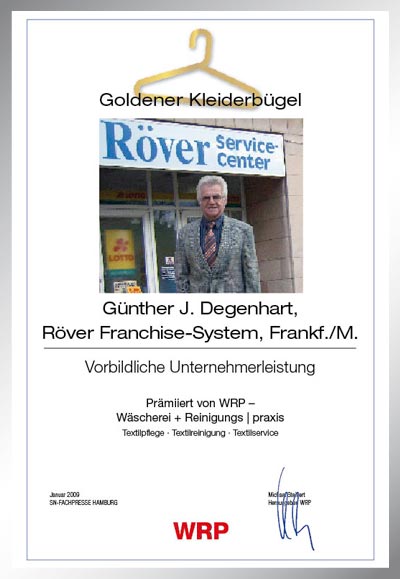 Röver System Textilpflege-Parkett Star Urkunde Röver System Textilpflege