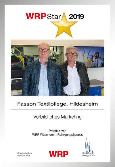 Fasson Textilpflege-Parkett Star Urkunde Fasson Textilpflege