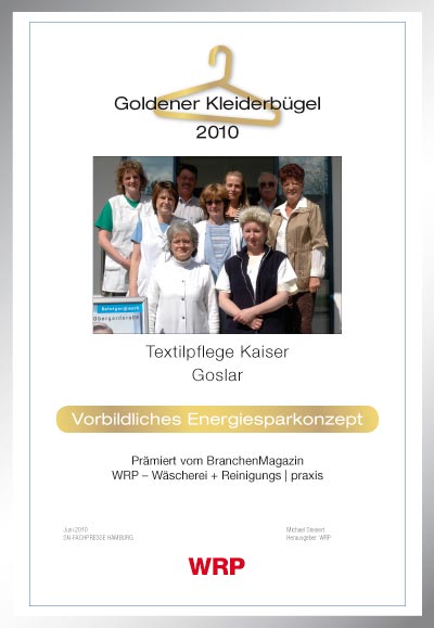 Textilpflege Kaiser-Parkett Star Urkunde Textilpflege Kaiser