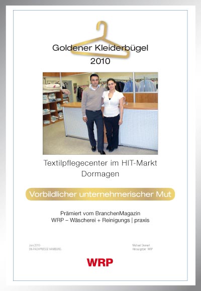 Textilpflegecenter im HIT-Markt-Parkett Star Urkunde Textilpflegecenter im HIT-Markt