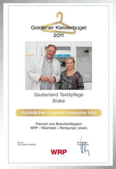 Sauberland Textilpflege-Parkett Star Urkunde Sauberland Textilpflege