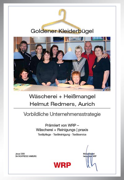 Wäschereiund Heißmangel Helmut Redmers-Parkett Star Urkunde Wäschereiund Heißmangel Helmut Redmers